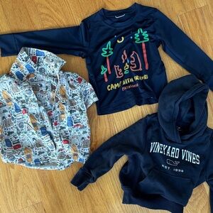 Bundle of Vineyard Vines Navy Kids Hoodie button down and patagonia LS